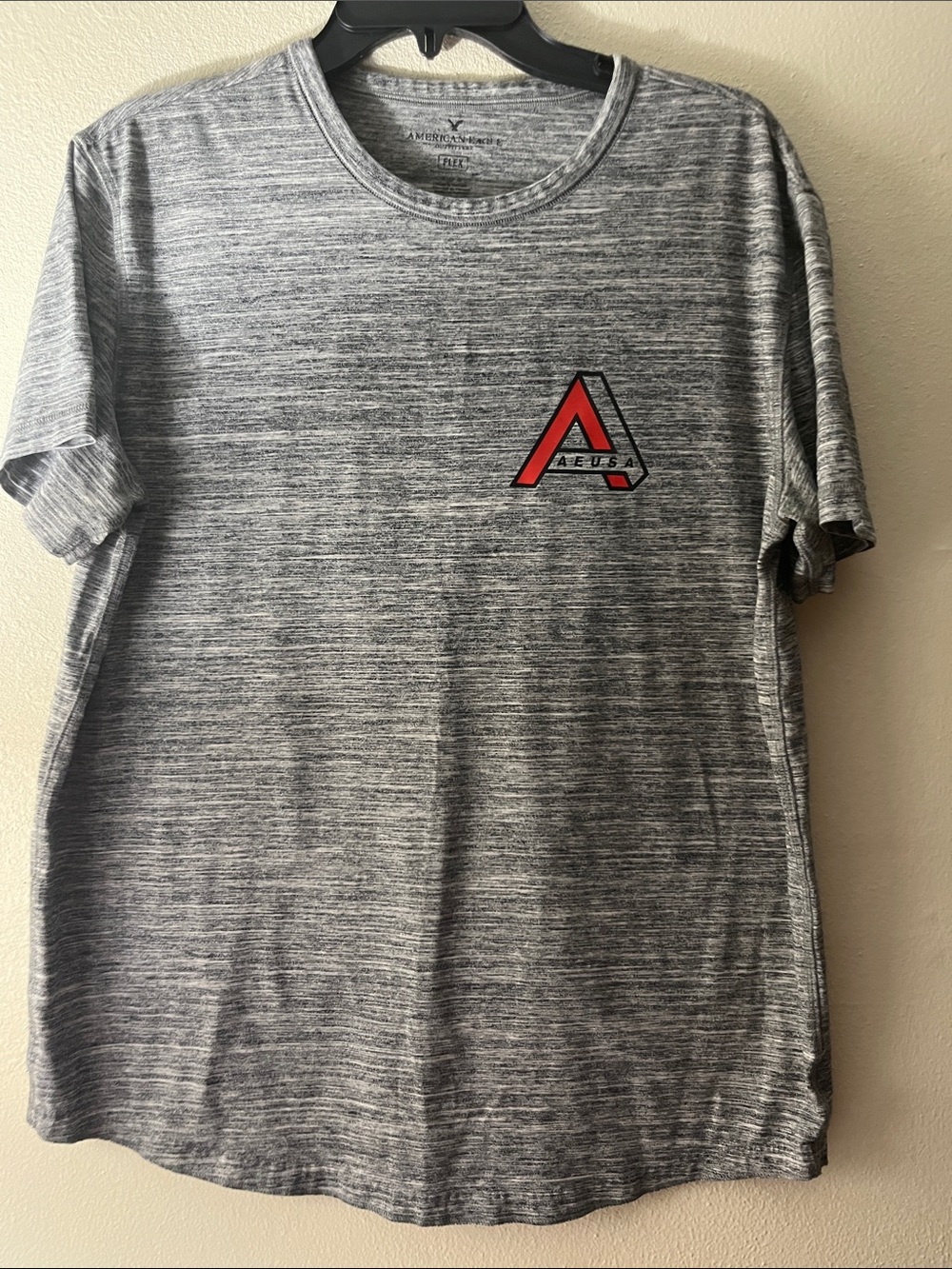 Gray Space-Dyed Crewneck T-Shirt - Red Logo